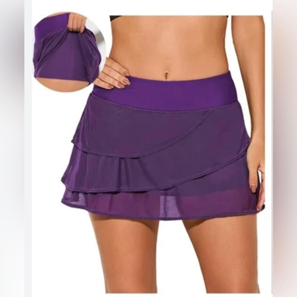 Purple Layered  Swim Skirt ……756